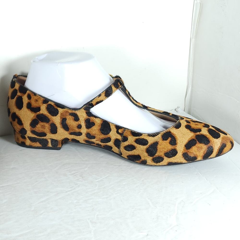 Boden Women's US8 Cowhide Hair Leopard print T Bar Pointed Toe Mary-jane Flats - Picture 7 of 15